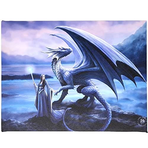 Image of Spirit of Equinox Anne Stokes Plaque New Horizons Dragon Magical Fantasy Art Wall Hanging Canvas 26cm x 19cm, Multicolor