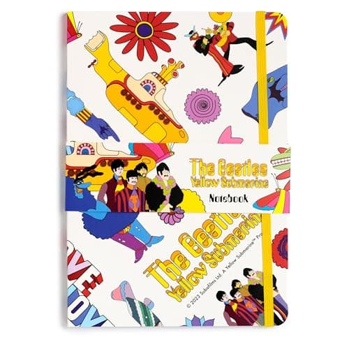 Image of Puckator The Beatles Yellow Submarine White Recycled Paper A5 Notebook - School Teacher Student Homework Study Planner Notepad - Collage University Essentials Journals Planners - Jotter Uni Gifts