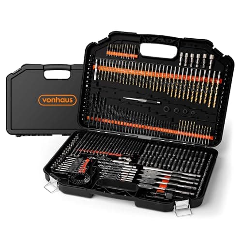 Image of VonHaus 246pc Combination Drill Bit Set - Includes HSS Titanium Twist Drill bits, Masonry Drill Bits, Wood Drill Bits, Screwdriver Bits & More in Storage Case - for Metal, Masonry, Wood & Plastics