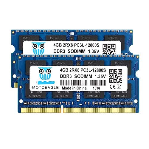 Image of Motoeagle DDR3L-1600 SODIMM 8GB Kit (2x4GB),PC3L-12800S 4GB 2Rx8 PC3 12800S DDR3 1600MHz RAM 1.35V/1.5V CL11 204-Pin Non-ECC Unbuffered Laptop Memory