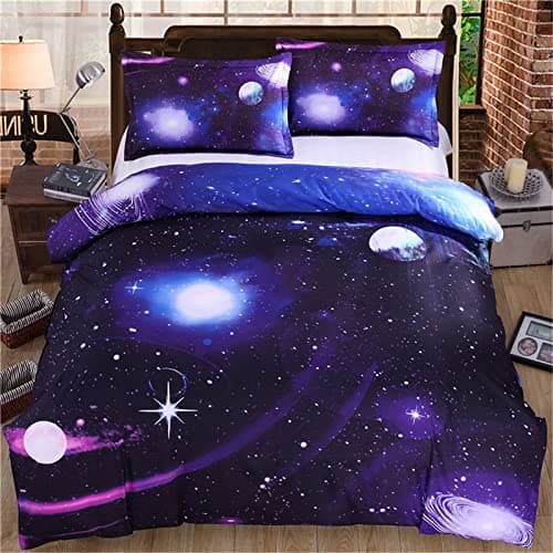 Image of Galaxy Duvet Cover Set Reversible Sky Universe Moon Printed Bedding Quilt Cover for Bedding Decro, Ultra Soft Microfiber Duvet Cover (3Pcs, Double Size)