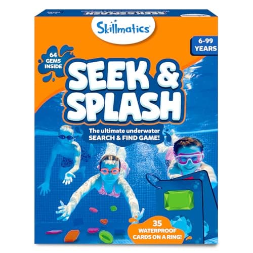 Image of Skillmatics Pool Toys - Seek & Splash, Search & Find Water Game, Swimming Pool Dive Toy for Kids, Summer Fun & Gifts for Boys & Girls Ages 6, 7, 8, 9, 10, 11 & Up, Includes 64 Colourful Gems