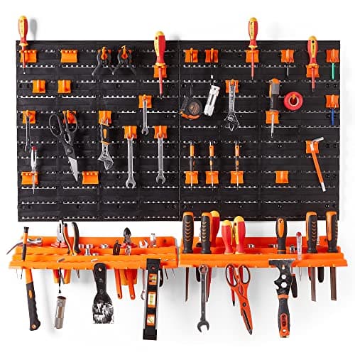 Image of VonHaus Garage Tool Storage with Shelf & Pegboard For Multiple Tools, Garden Tool Rack for Easy Access to 50+ Tools and Accessories, Tool Board For All You Need For Gardening & DIY