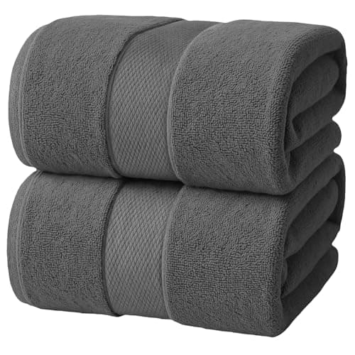 Image of Infinitee Xclusives Premium Bath Sheets Set of 2 Extra Large Bath Towels (90x180cm), 100% Cotton Super Absorbent, Quick-Dry Bath Sheet for Hotel & Spa |Shadow Grey|