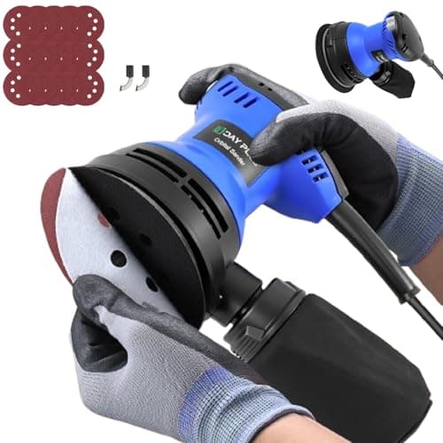 Image of Orbital Sander, Random Orbital Sanders, 300W Electric Sander for Wood and Wall with Dust Bag, 6 Variable Speeds, 125mm 15Pcs Sandpapers, 360°Rotating Sanding Base Plate, Plam Sanding Machine, Blue