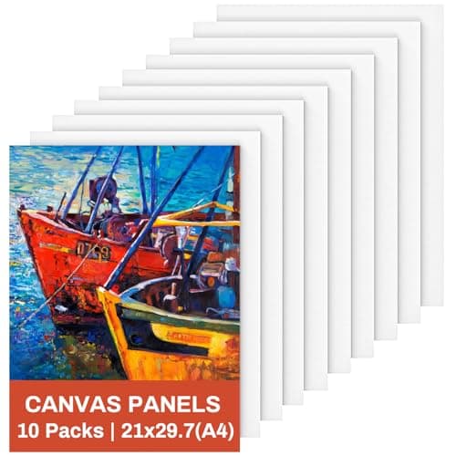 Image of Canvas for Painting 21X29.7cm, 10 Packs a4 Blank Canvas Board Cotton Acid-Free for Acrylic Paint, Oil Paint & Wet Water Art Media, Hobby Painters and Beginners