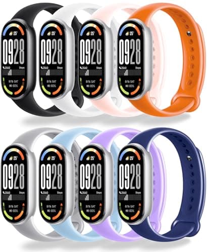 Image of Monuary 8-Pack Replacement Band Compatible with Xiaomi Smart Band 10/9/8, Soft Sport Strap, Breathable, with Metal Joints, Quick Release