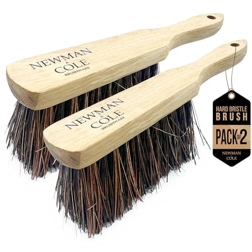 Image of Newman and Cole Natural Wooden Hand Brushes - Choose from Hard Stiff Bristle Brush or Soft Brush with Natural or Synthetic Bristles (2 x Bassine Stiff Hand Brush)
