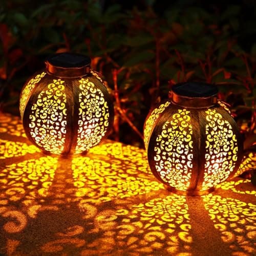 Image of Solar Lantern, OxyLED Solar Lanterns for Outside 2 Pack Lamps Hanging Lantern IP44 Waterproof LED Solar Decorative Landscape Lighting for Patio Backyard Pathway (Warmwhite)