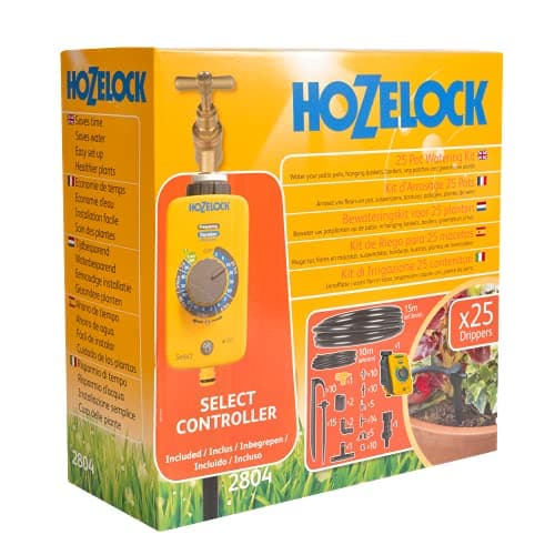 Image of HOZELOCK - Drip Irrigation Kit 25 Pots : Ideal for Pots, Window Boxes and Vegetable Gardens, Easy to Use, Supplied with 25m of Hose and a Timer for Precise, Independent Watering [2804 1240]