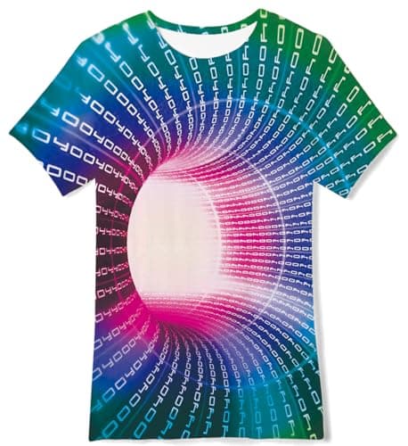 Image of Kids4ever Child 3D Colorful Swirl Print Tshirts 10-12 Years Boys Summer Funny Tees Shirts Girls Sports School Daily Short Sleeve Tops