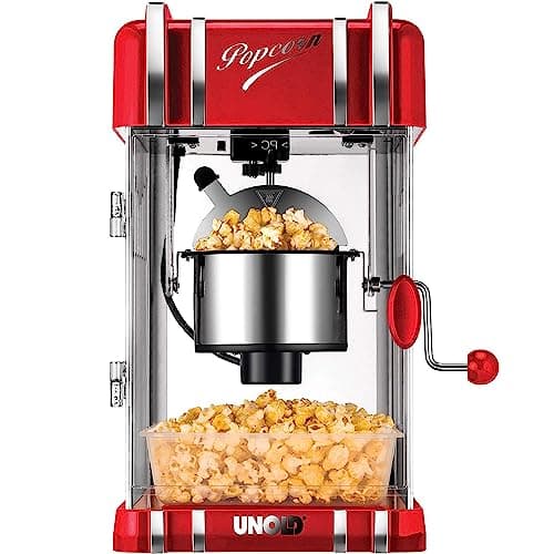Image of Unold Retro Popcorn Maker Machine 48535 - Vintage Fifties American Diner Styling - 300W Electric Kettle - Internal Lighting - Popper for Kernels