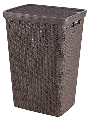 Image of Curver Jute Woven Effect 70% Recycled Rectangular Laundry Hamper 58 Litres – Peppercorn