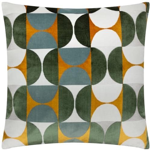 Image of Paoletti Bardot Cut Velvet Geometric Cushion Cover, Gold/Blue