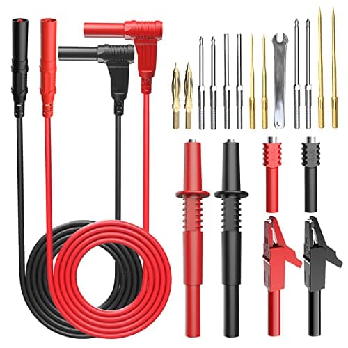Image of Cleqee 21PCS 4mm Banana Plug Multimeter Test Leads Kit with Replaceable Gold-Plated Precision Sharp Probe Set, 4mm Banana Plug, Alligator Clips and Wire Piercing Test Probes