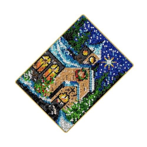 Image of KIXZSAZ Latch Hook DIY Rug Canvas Set Home Decoration Simple Craft Solutions for All Ages with Clear Guidance Inside Latch Hooking Kit Cushion Cover Home Office Decor, House, 52x38cm