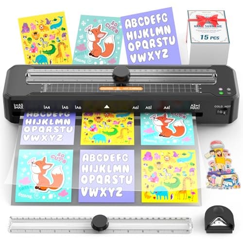 Image of Laminator A3 with Paper Cutter + Sheets + Corner Rounder + Scale Line, ABS Anti-Jam Technology | Dual Hot and Cold Mode| 90s Preheat for A3 A4 A5 A6, Laminator Machine for Home Office School