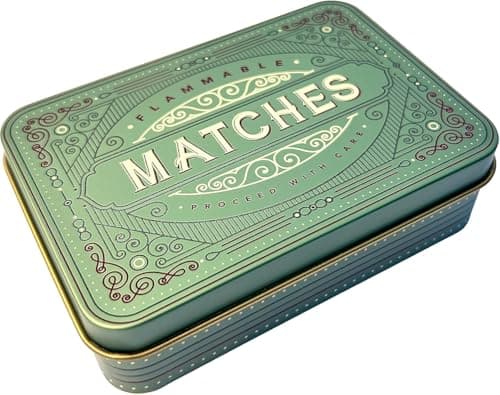 Image of TINIT Matches Tin - Match Storage Box Metal Tin Matchbox Holder Candle Holder Lighter Gift Present (Sage)