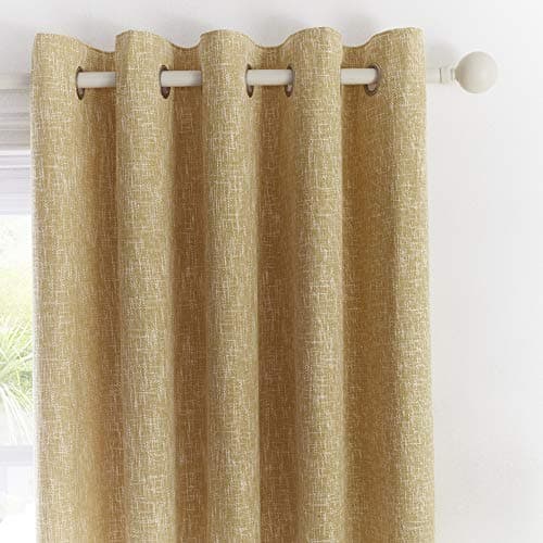 Image of Appletree Loft - Boucle - Jacquard Pair of Eyelet Curtains - 66" Width x 90" Drop (168 x 229cm) in Ochre