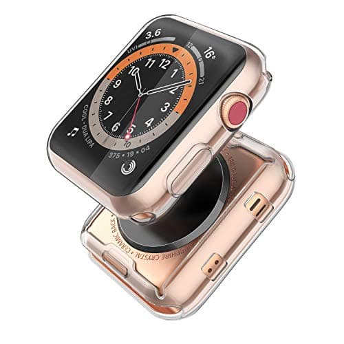 Image of [2-Pack] Piuellia Transparent Case Compatible for Apple Watch Series 3 Series 2 38mm Screen Protector, TPU Scratches Resistant HD Clear Overall Protective Cover for iWatch