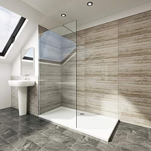Image of ELEGANT 1000x1850mm Walk in Shower Enclosure Wet Room Screen Panel 6mm Tougheded Safety Glass with Support Bar