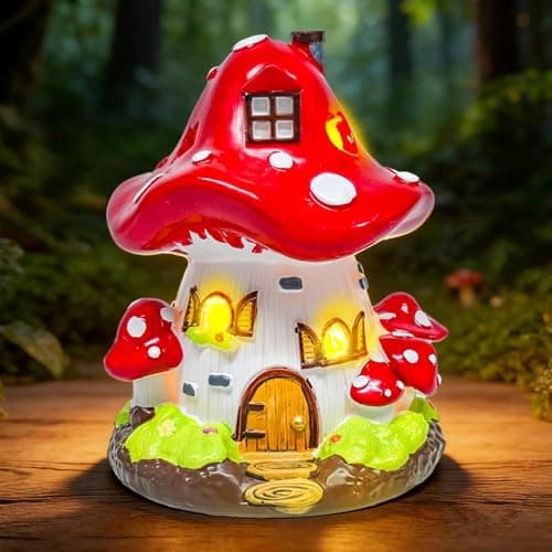 Image of GW Box Fairy House Garden Decoration Resin Mushroom Cottage Ornament Mushroom House Figurines for Outdoor Micro Landscape Ornament
