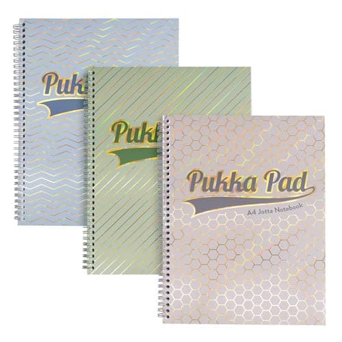 Image of Pukka Pad Haze A4 Jotta Notebook – Pack of 3 Card Cover Wire-Bound Notepads with 200 Pages, 100 Sheets of 80GSM 8mm Feint Ruled Paper – 4-Hole Punched for School Notes, Office Projects, and Home Memos
