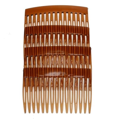 Image of 4 Pack of 7cm Tort Brown Plain French Side Hair Combs Slides Grips Clips Hair Accessories for Women Girls by Glitz4Girlz…