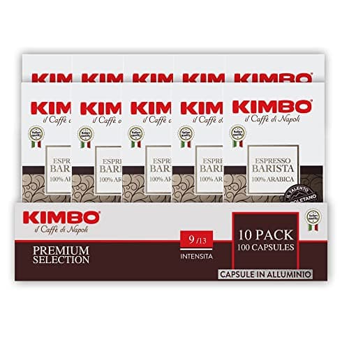 Image of Kimbo Coffee Espresso Barista Capsules (10 x 10) | Nespresso Coffee Machine Compatible | 100 Aluminium Capsules, Medium Dark Roast | Italian 100% Arabica Coffee Pods, Barista Series