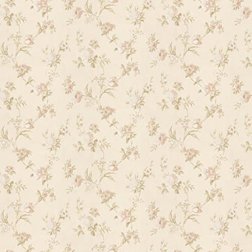Image of MyTinyWorld Dolls House Miniature Mixed Pale Pink Flowers On Pale Beige Wallpaper