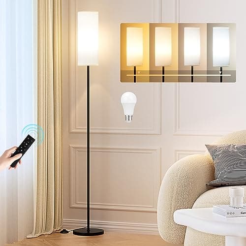Image of Aooshine Floor Lamps for Living Room, 64" Modern Floor Lamp with Remote Control and Stepless Dimmable Colors Temperature & Brightness, Standing Lamps for Living Room Bedroom Office(9W Bulb Included)