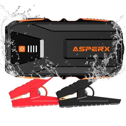 Image of ASPERX Jump Starter Power Pack(Up to 10L Gas/8L Diesel), Car Battery Booster Jump Starter with LED Flashlight and LCD Display, Jump Pack for 12V Vehicles, Pickup, SUV, Motorcycle