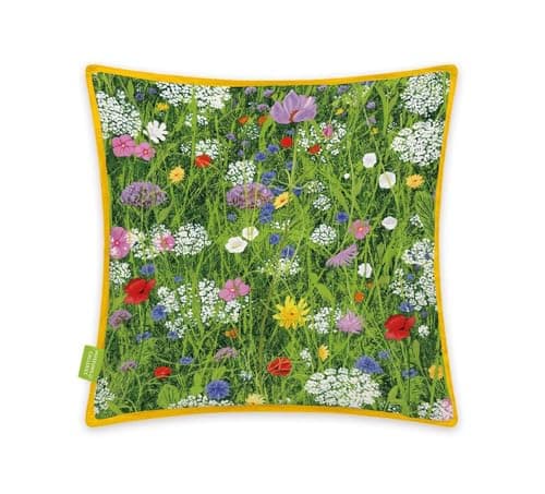 Image of Museums & Galleries Square Cushion - Wild Garden - Floral Meadow Design - Organic Cotton - 45 x 45cm - Stylish Home Accessory