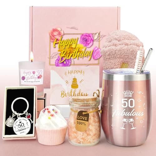 Image of Epessa 50th Birthday Gifts for Women, Presents for Her, Friend Gifts for Women Turning 50, Personalised Birthday Hampers for Best Friend, Mum, Sister, Wife, Auntie