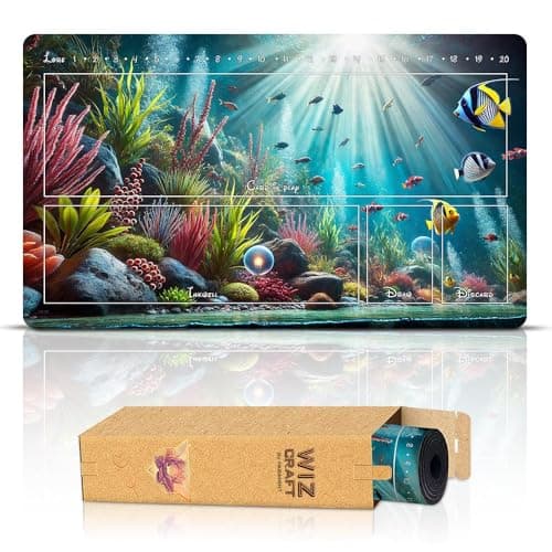 Image of Wizcraft Lorcana Under The Sea (Stitched)- Lorcana Playmat - Lorcana Mat, Lorcana Game Mat - Non-Slip Rubber with Zones - Lorcana Accessories