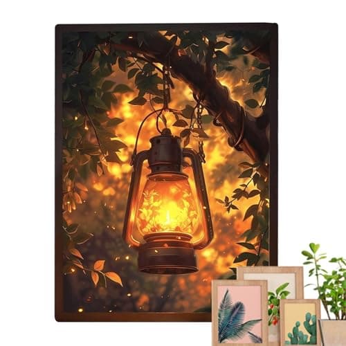 Image of Generisch LED Painting - 3 Colour Light Up Picture with Remote Control, Three-Level Dimmable Canvas Wall Art, Backlit Illuminated | Energy Saving Home Decor for Bedroom, Kitchen, Birthday Party