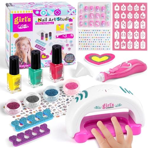 Image of Aomig Manicure Set for Girl, Girls Nail Polish Kit, Salon Manicure Sets for Children with Nail Dryer Stickers Glitter Nail Files for Birthday Christmas Children's Day Gifts Girls