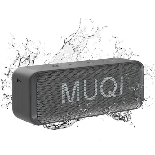 Image of MUQI Bluetooth Speaker, IPX7 Waterproof Portable Wireless Speaker with 24H Playtime 10W Stereo Sound 66ft Bluetooth Range Dual Pairing for Outdoor, Travel, Home(Grey)