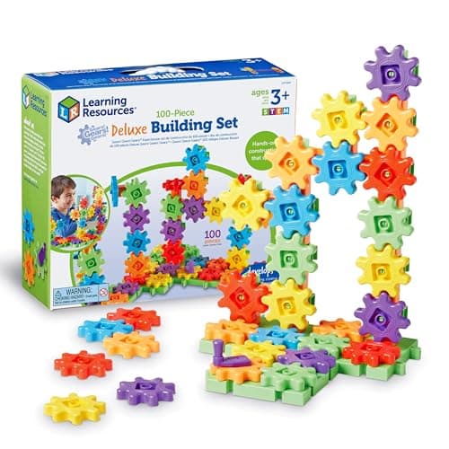 Image of Learning Resources Gears Gears Gears, Deluxe Beginners Building Set, 100 Pieces, STEM Construction Toy for Kids, Building Toy, Develops Fine Motor Skills, Gifts for Boys & Girls Aged 3 4 5