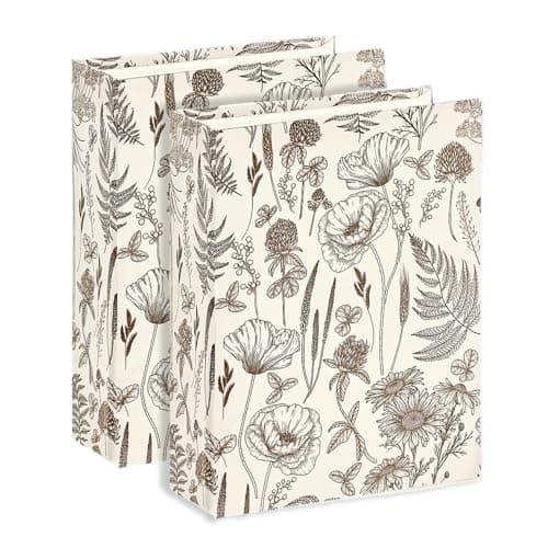 Image of Box of 2 Kenro Wildflower Series White Foliage Pencil Sketch Picture Photo Album for 100 Photos 6x4" / 10x15cm - WF202W