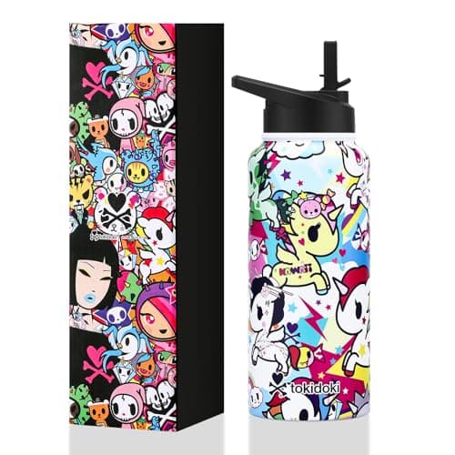 Image of Tokidoki Unicorno 32OZ Water Bottle with straw Anime Cartoon Reusable Water Bottle Cup Straw Insulated Mug (unicorno-01)