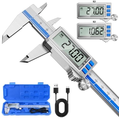 Image of Preciva Rechargeable Vernier Caliper,150mm Digital Vernier Caliper, IP54 Waterproof Micrometer Digital CalipersInch with Large LCD Screen,Measuring Tools Calipers Gauge with Mm/Inch Conversion
