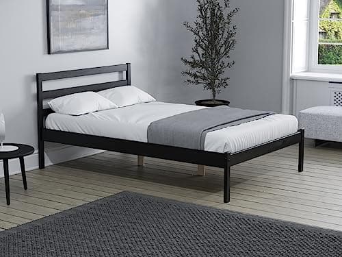 Image of Birlea Black Small Double Bed Frame 4FT Bedstead Luka Solid Pine Traditional
