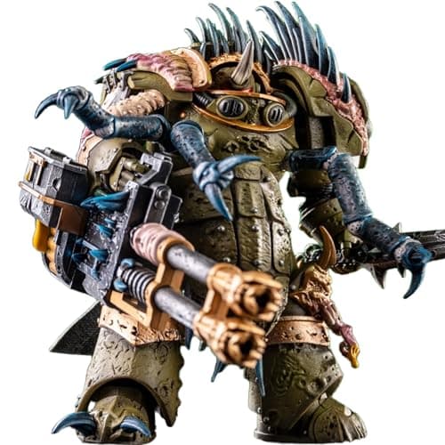 Image of TOYVERSE JOYTOY 1/18 Action Figure Warhammer 40,000, Death Guard Blightlord Terminator 1 with Reaper Autocannon and Bubotic Blades, Mobile Joints Character Model, 14 cm, 15 Years and Older