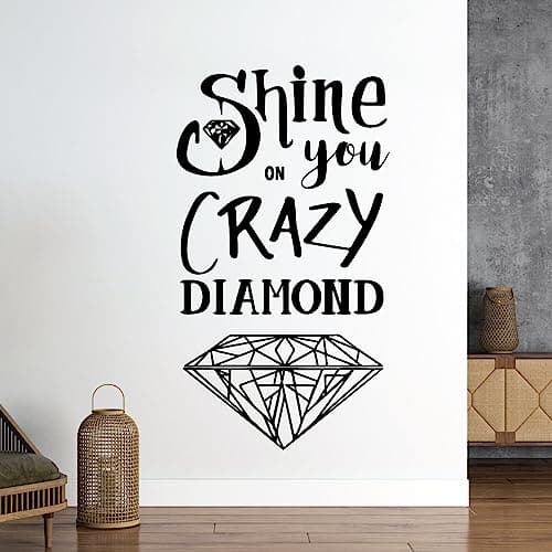 Image of Shine on You Crazy Diamond - Lyrics Wall Quote, Wall Art Sticker [XLarge] [Black]