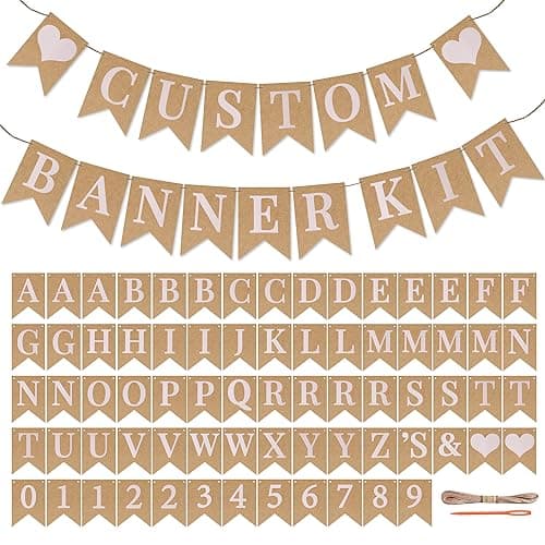 Image of Pecehom 72Pcs Custom Banner Kit,Reusable Personalised Banner for Mr and Mrs Sign,Birthday,Wedding,Engagement Party, Bride to Be,Baby Showers,Just Married And Christmas Decorations,Photo Prop