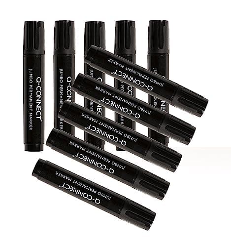 Image of Q-Connect Jumbo Permanent Marker Pen Chisel Tip Black (Pack of 10) KF00270