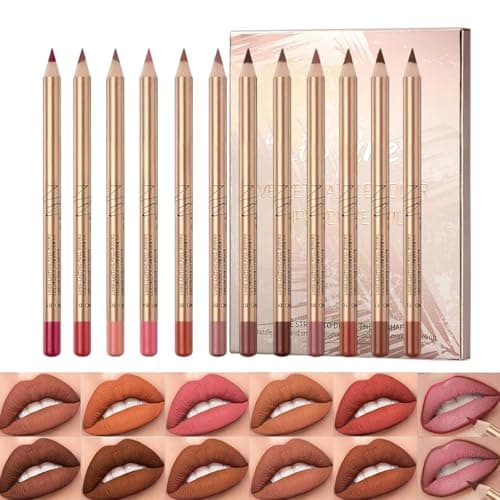 Image of LOPHE 12 Colour Pencil Set, Smooth and Creamy Lipsticks, Long-Lasting Make-Up Matte Smooth Ultra Fine Lipliner