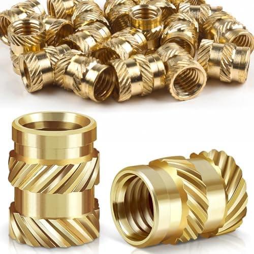 Image of Caianwin 20PCS Thread Insert M8 Brass Heat Set Insert for for Plastic and 3D Printing Components - Brass Metric Knurled Nuts
