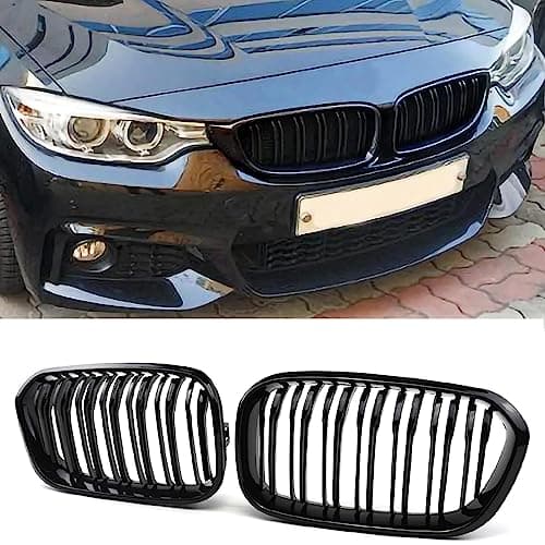 Image of YIUBCZOQI F20 F21 Front Grille for BMW 1 Series F20 F21 116i 118i 120i 125i M140i Grill Hatchback LCI 2015-2018 Replacement Double Slats Bumper Kidney Grill